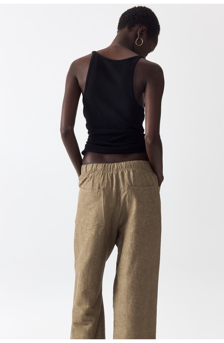 H&M Straight Drawstring Trousers, Alternate, color, Dark Beige