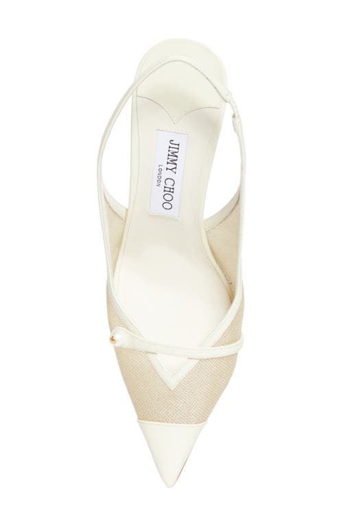 Jimmy Choo Amita Pointed Cap Toe Slingback Pump In White