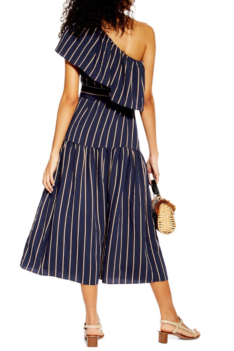 Sicily One-Shoulder Midi Dress, Alternate, color, NAVY BLUE MULTI