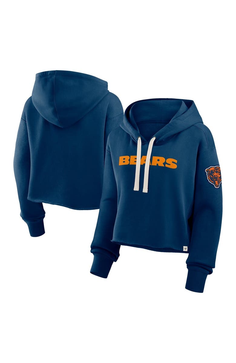 FANATICS Women's Fanatics Navy Chicago Bears Oversized Hometown Heritage Cropped Hoodie, Main, color, Navy