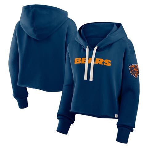 Women's Fanatics Navy Chicago Bears Oversized Hometown Heritage Cropped Hoodie
