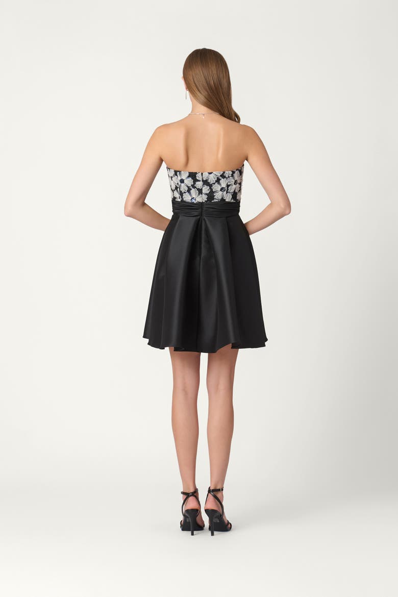 Midnight Tulle Chiffon Mikado Mandy Dress, Alternate, color, Jet/Ivory