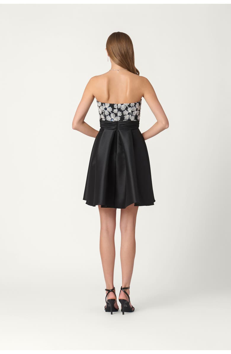 Shoshanna Midnight Tulle Chiffon Mikado Mandy Dress, Alternate, color, Jet/Ivory