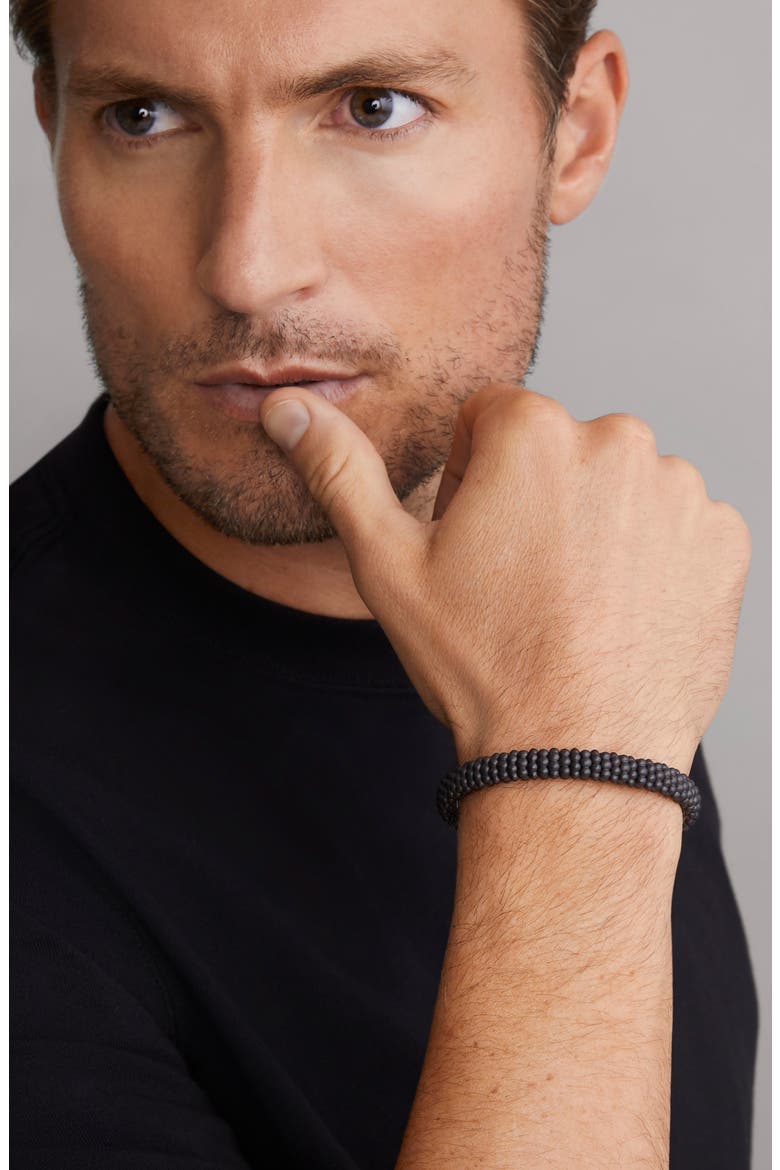 Men's Black Caviar Station Bracelet, Alternate, color, BLACK