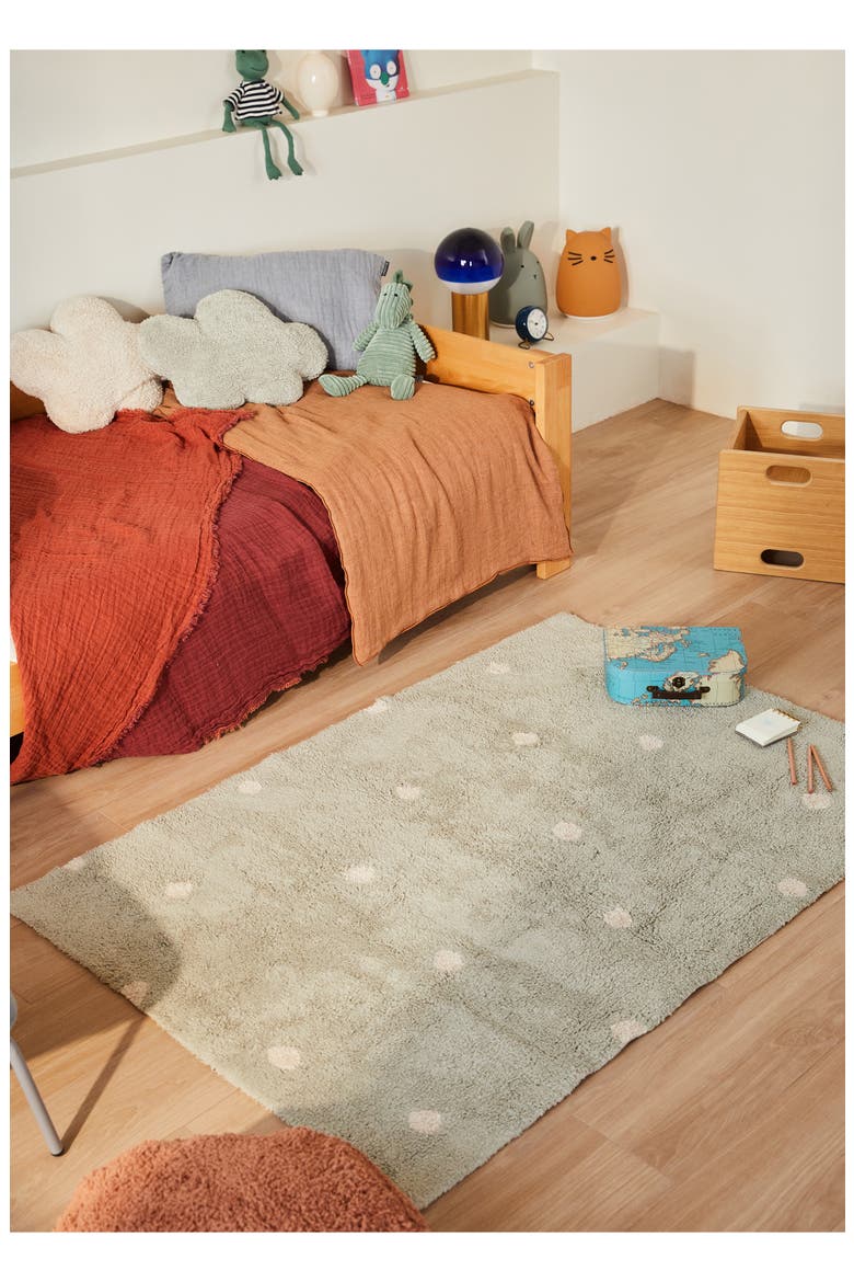 Mini Polka Dot Washable Cotton Blend Rug, Alternate, color, BLUE SAGE NATURAL