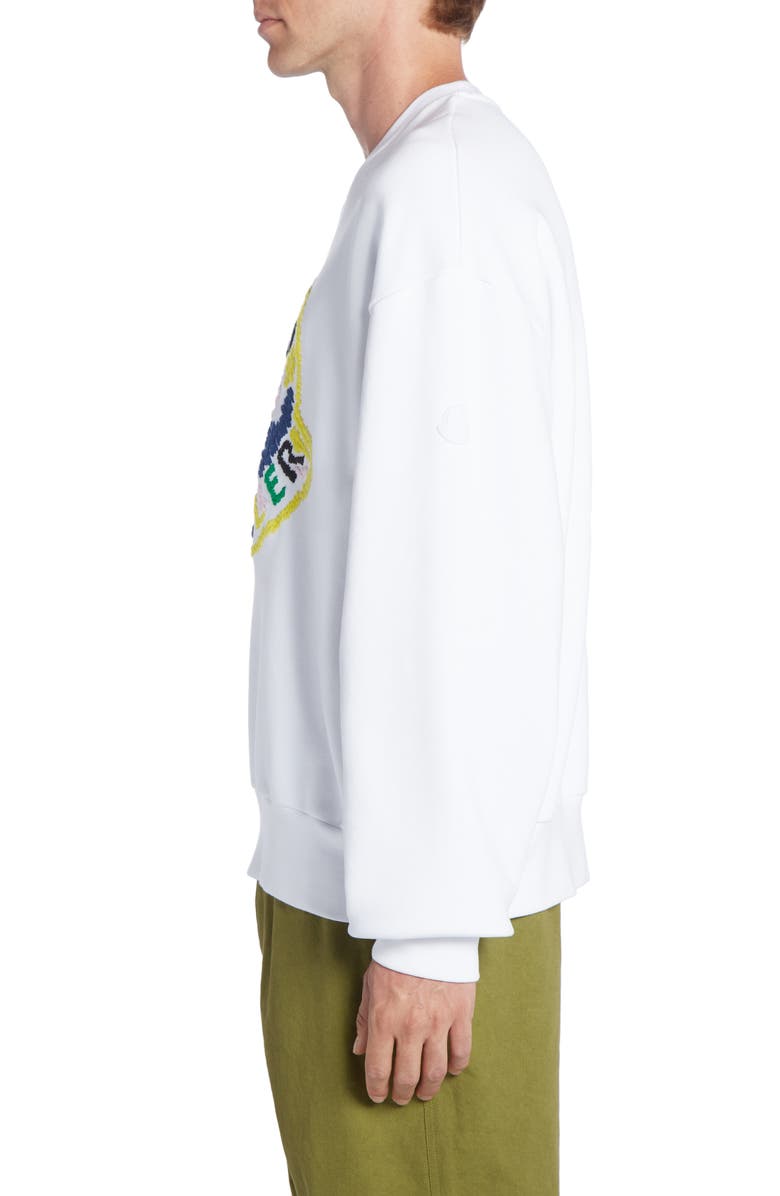 Moncler Stitched Logo Cotton Crewneck Sweatshirt, Alternate, color, 