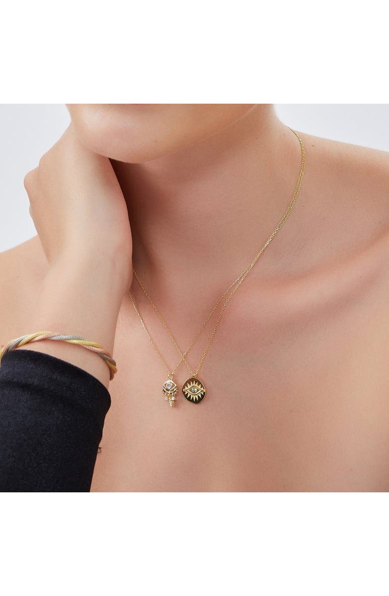 Spero London Eye Coin Sterling Silver Evil Eye Necklace, Alternate, color, Gold
