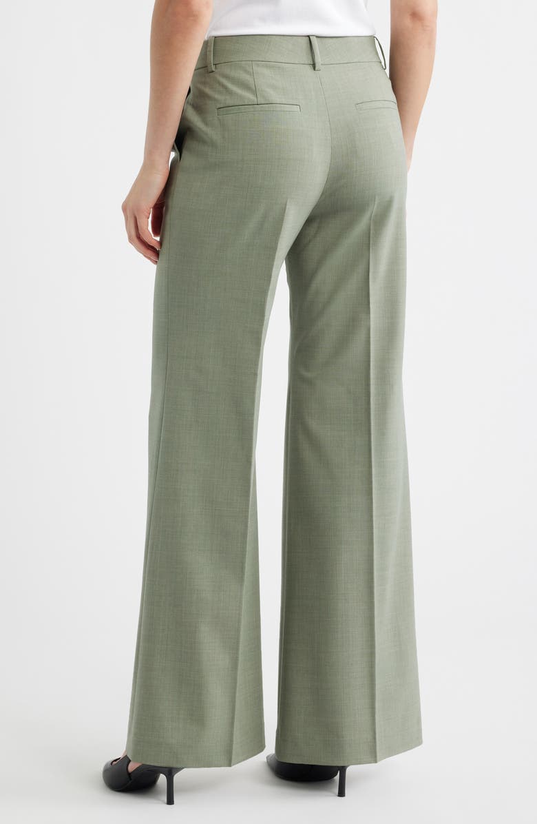 Theory Fluid Flare Stretch Wool Pants, Alternate, color, Vetiver Melange