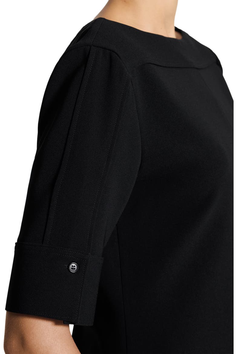Elbow Sleeve Boat Neck Top, Alternate, color, BLACK