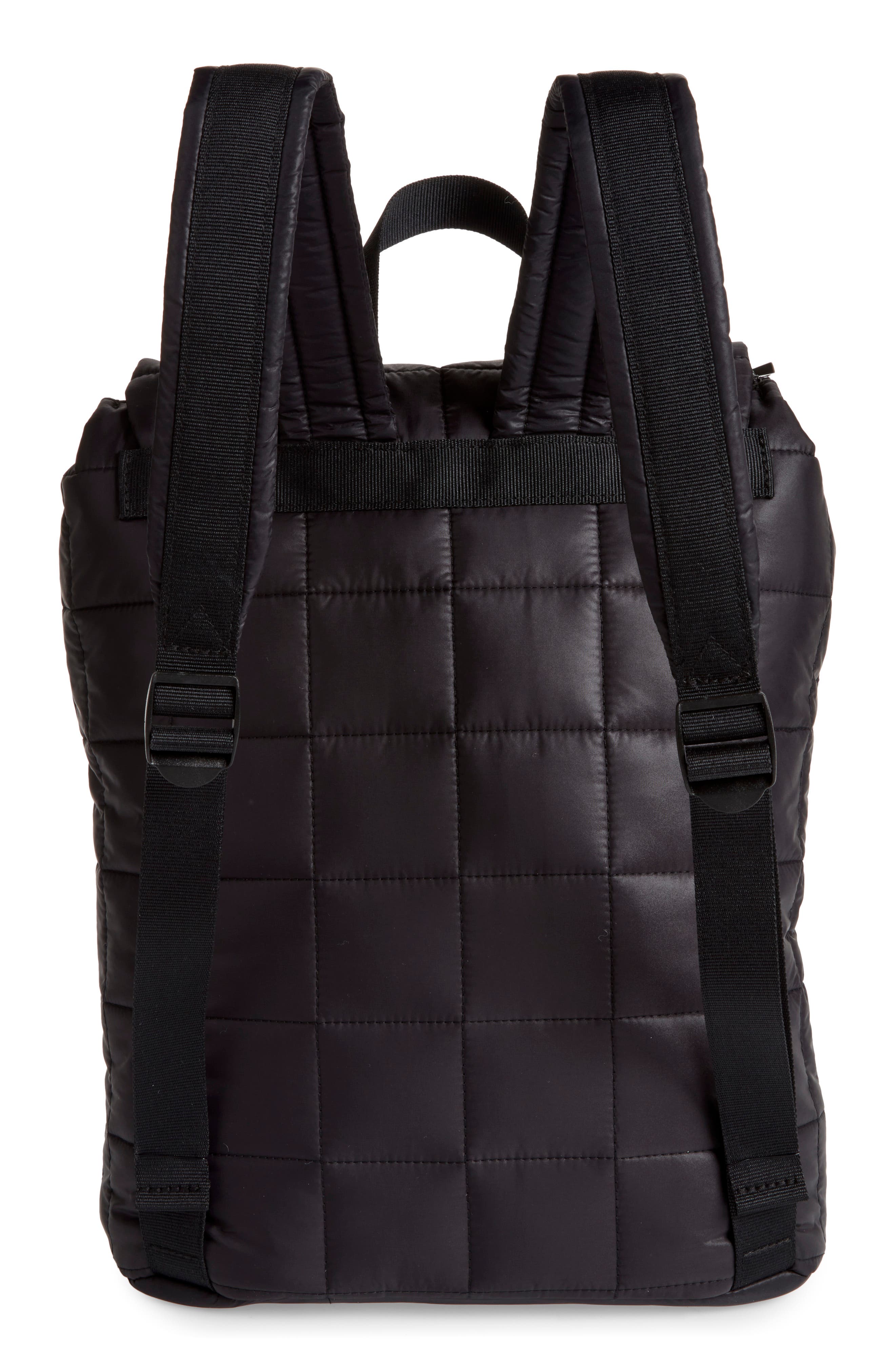 Adaya Puffy Quilted Backpack, Alternate, color, BLACK