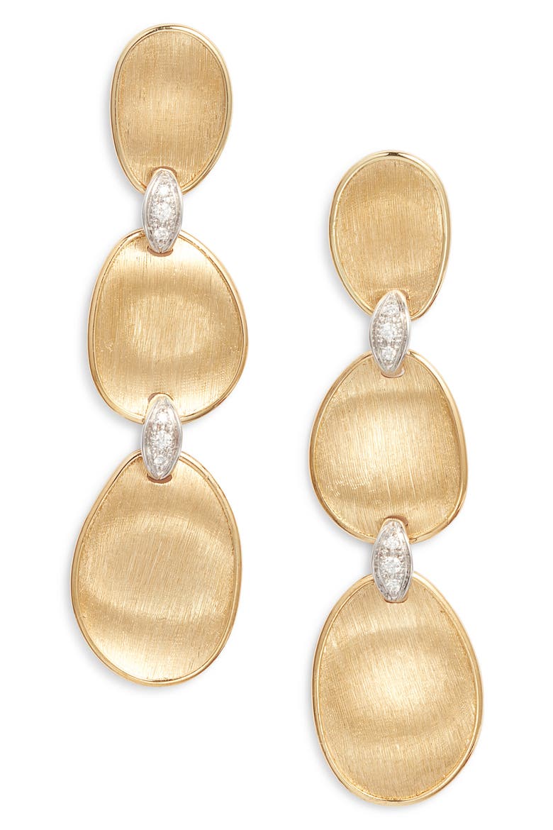 Lunaria Diamond Triple Drop Earrings, Main, color, YELLOW/WHITE GOLD