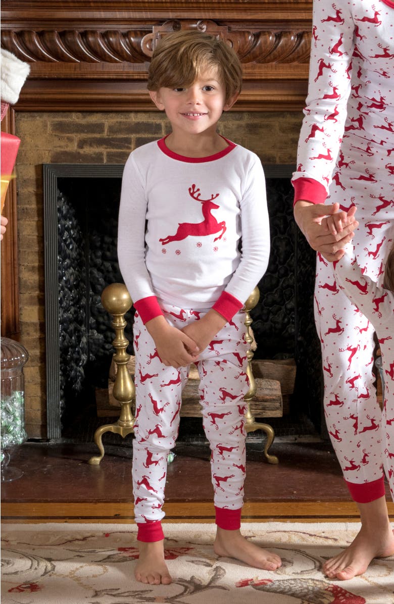 Leveret Kids Two-Piece Cotton Matching Family Holiday Pajamas, Argyles & Holiday Prints, Alternate, color, Reindeer