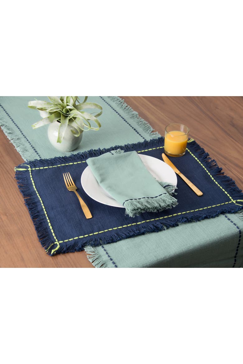 Cheryl Set of 4 Placemats 100% Cotton 13" x 19", Alternate, color, Blue