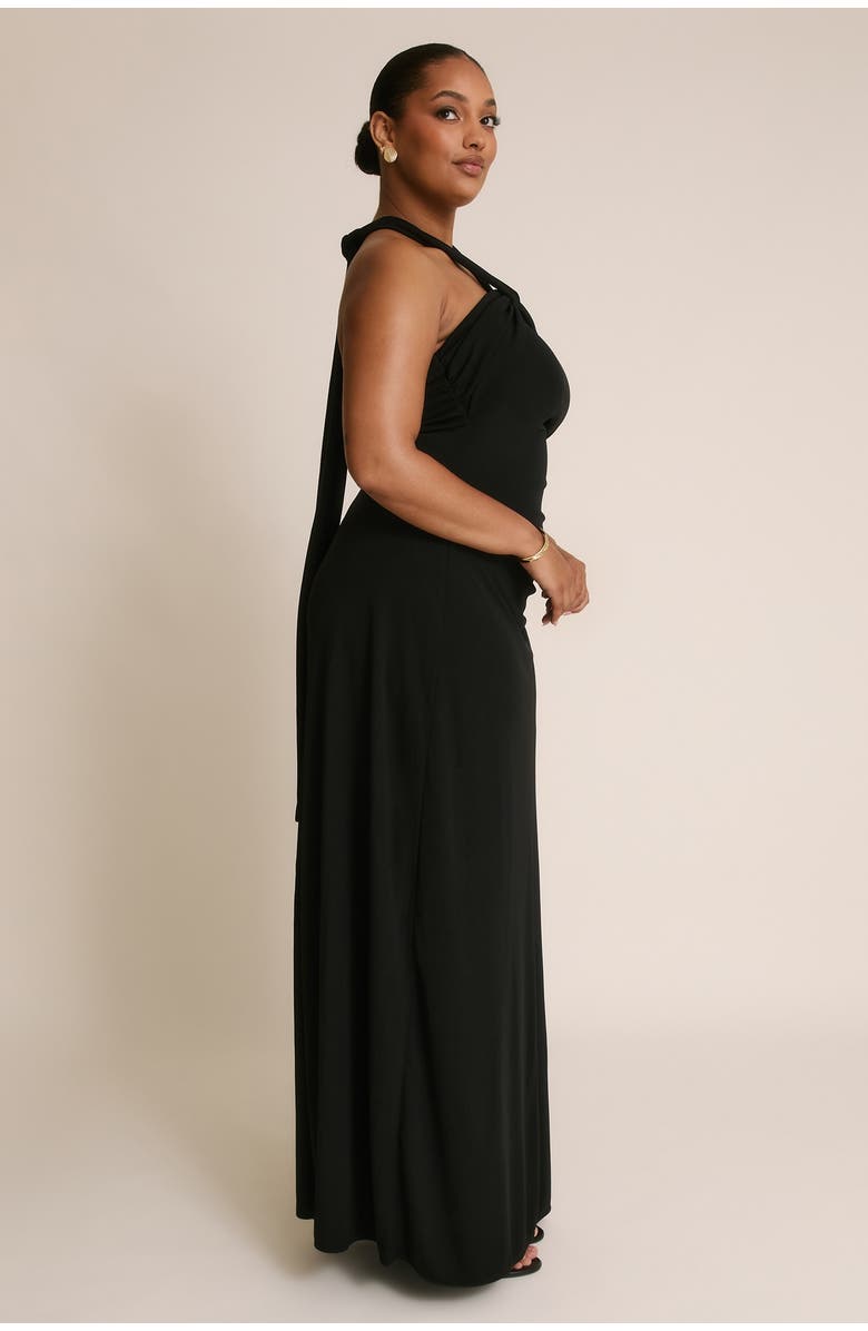 Six Stories Halter Neck Stretch Bridesmaid Dress, Alternate, color, Black