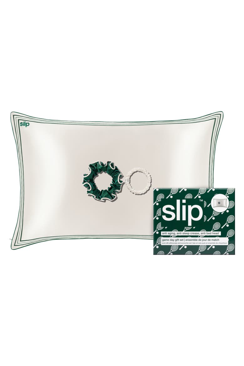 Game Day Pure Silk Queen Pillowcase & Scrunchie Set, Main, color, NO COLOR