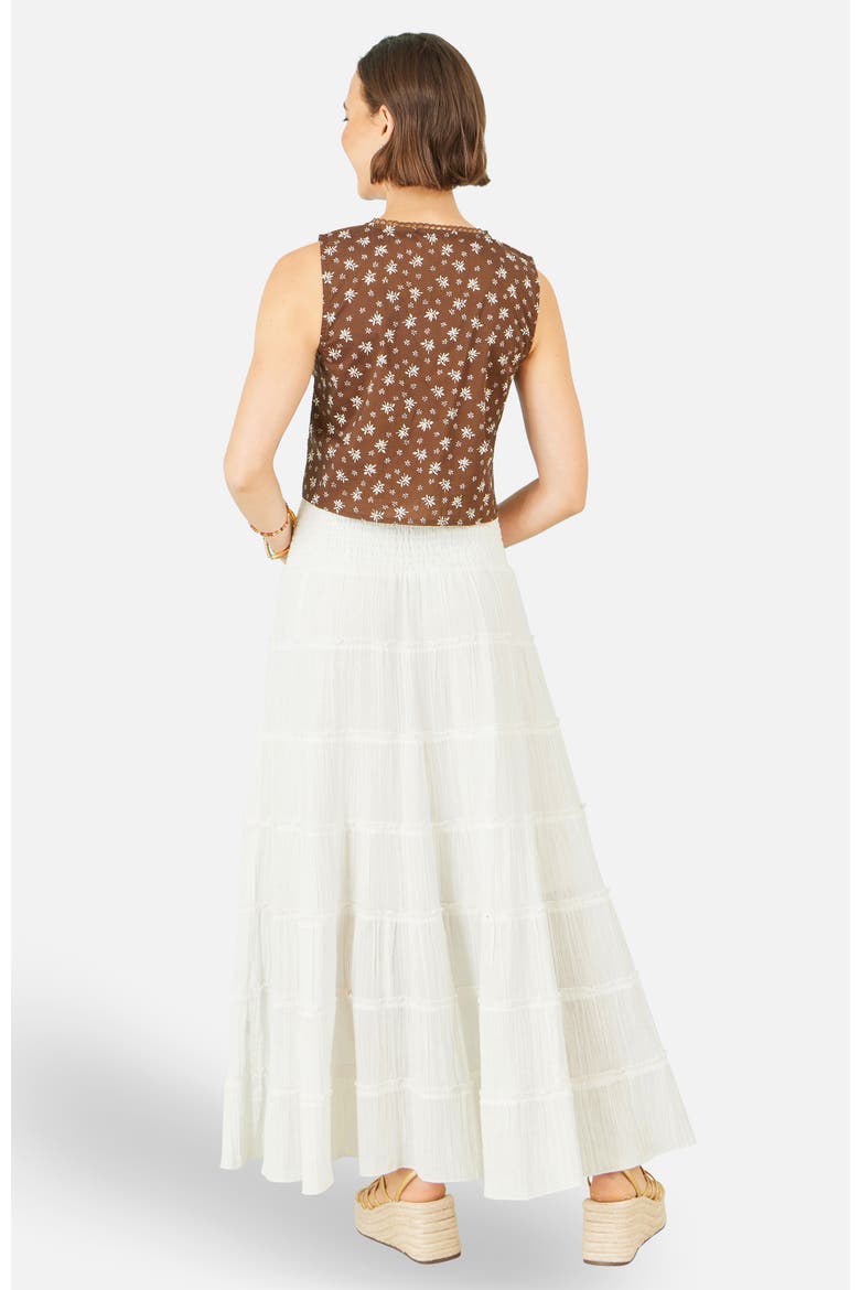 Double Cotton Tiered Boho Maxi Skirt, Alternate, color, White