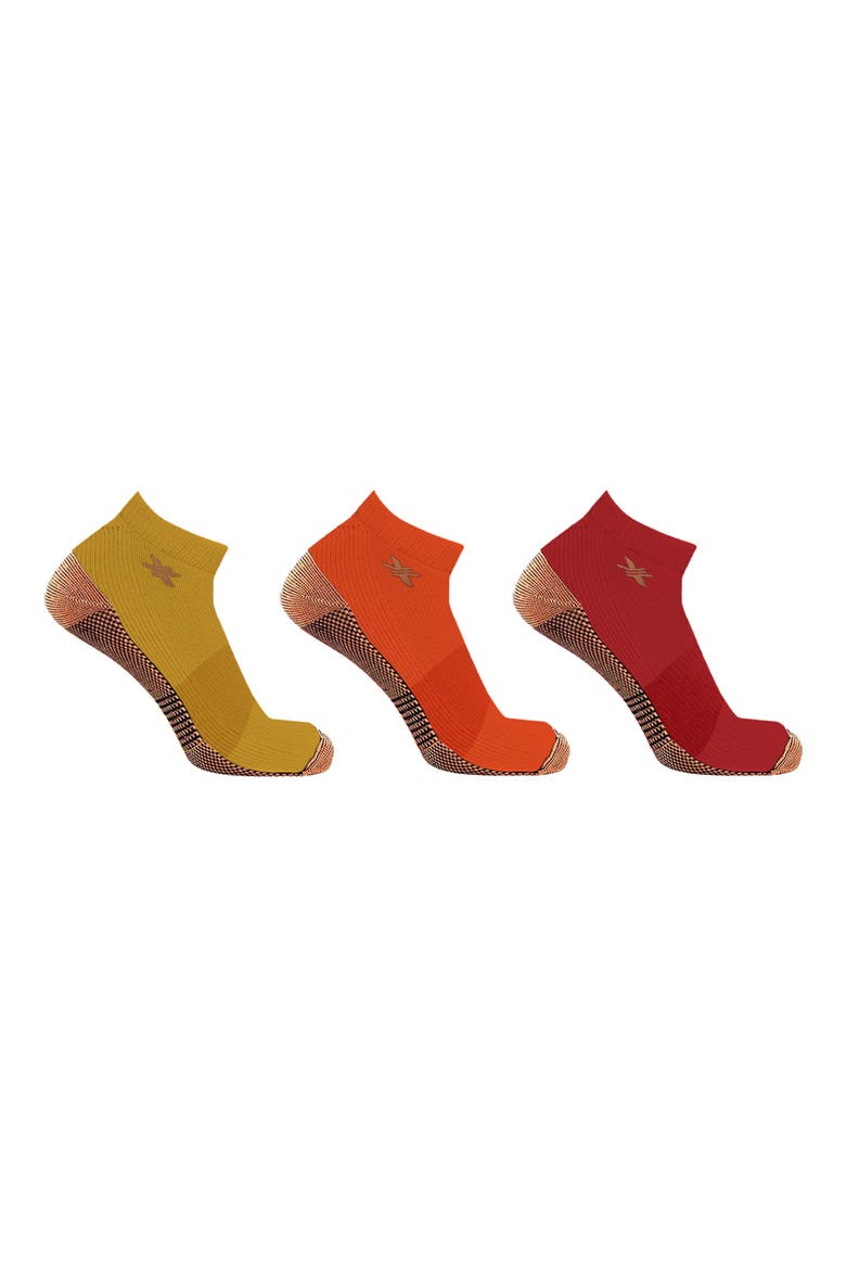 3-Pack Copper Infused Ankle Length Compression Socks, Main, color, SUNSET GLOW
