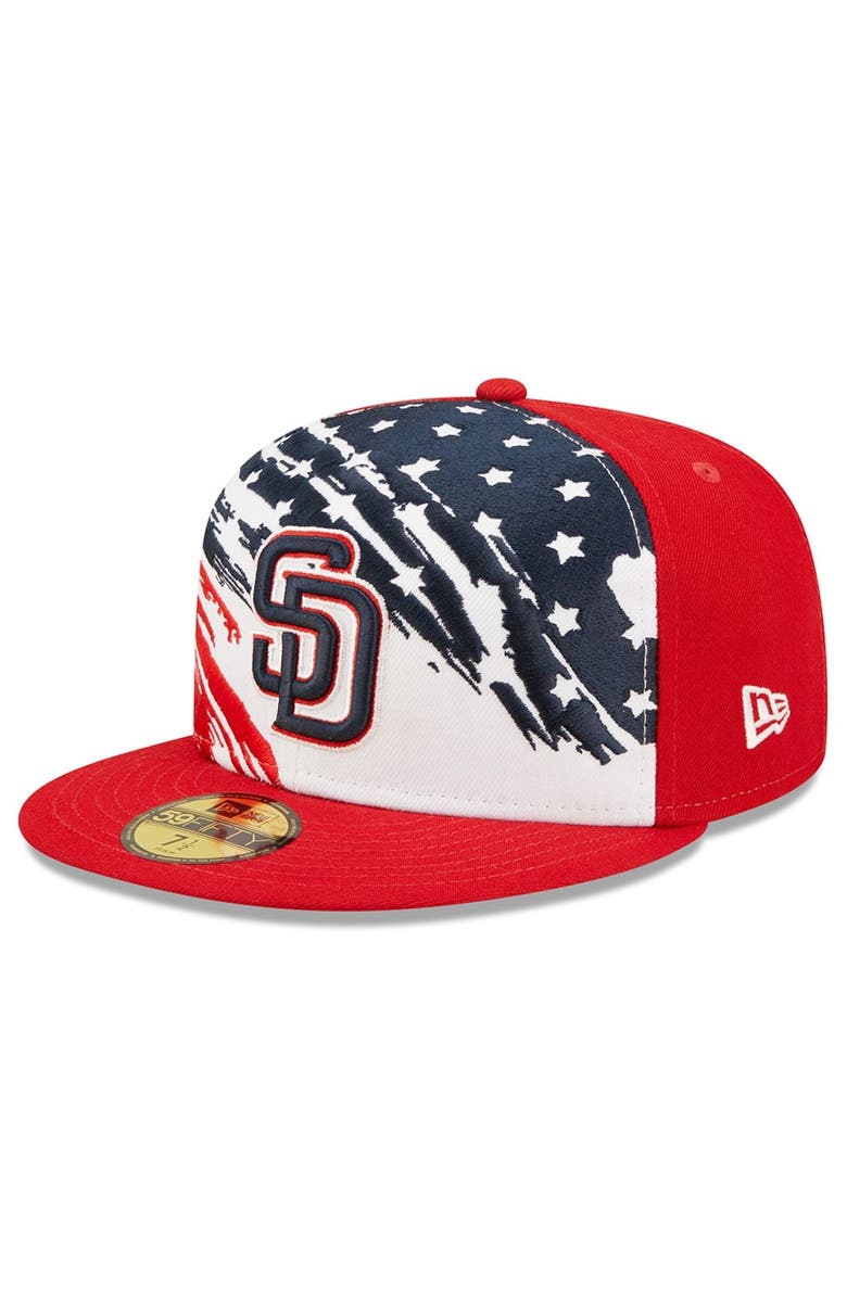 New Era Men's New Era Red San Diego Padres 2022 4th of July On-Field 59FIFTY Fitted Hat, Alternate, color,