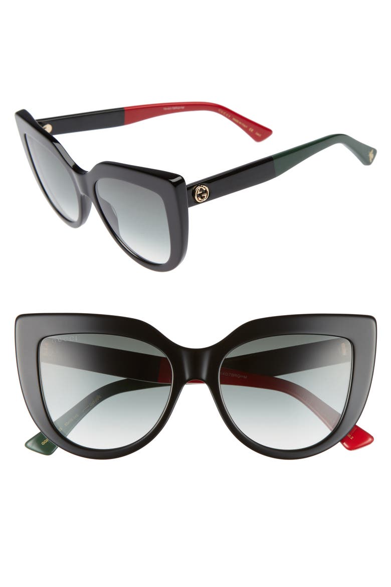 53mm Cat Eye Sunglasses, Main, color, BLACK