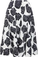 Marni Rose Print Cotton Midi Skirt