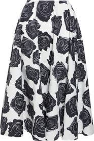 Marni Rose Print Cotton Midi Skirt