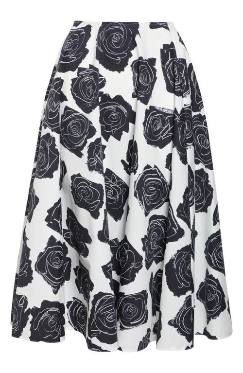 Marni Floral Print Midi Skirt With Discreet Zipper Closure In Lily White