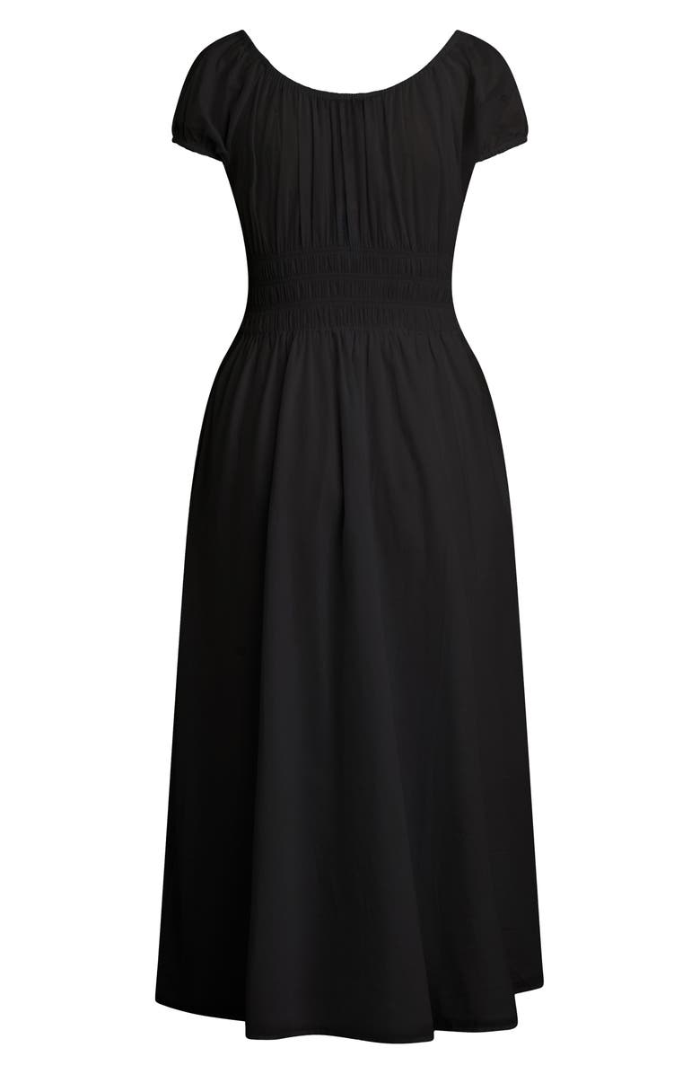 Favorite Daughter The Swoon Smocked Midi Dress, Alternate, color, Black