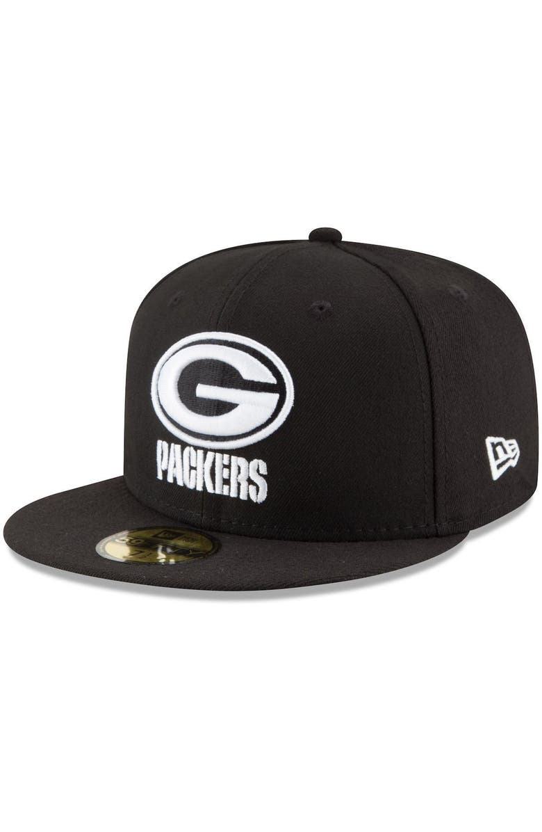New Era Men's New Era Black Green Bay Packers B-Dub 59FIFTY Fitted Hat, Main, color, 