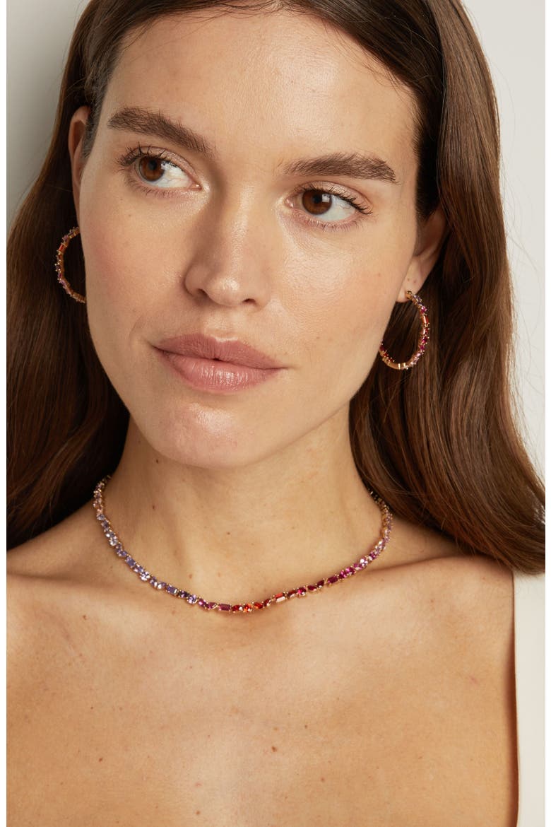 Mixed Shape Tennis Necklace, Alternate, color, Yellow
