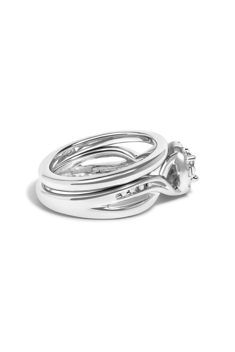 Silver 1/7 Cttw Diamond Engagement Ring and Wedding Band Set, Alternate, color, White