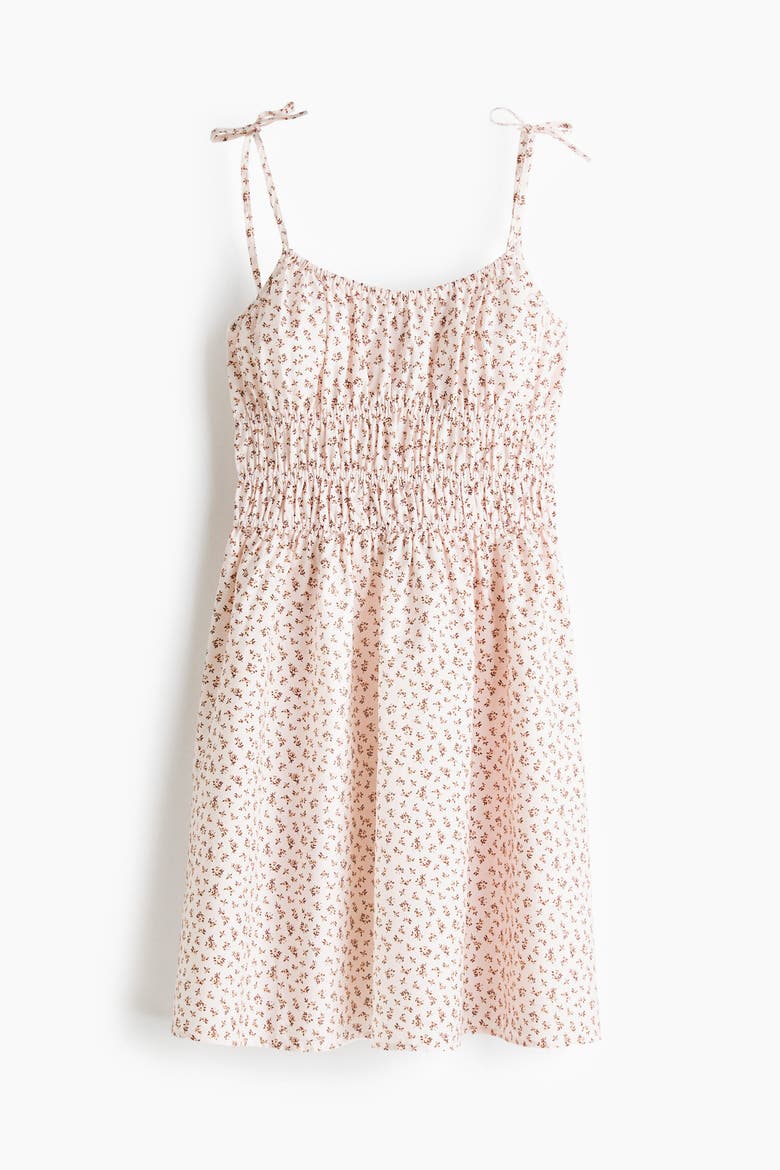 Tie-strap Cotton Dress, Alternate, color, Light pink/floral