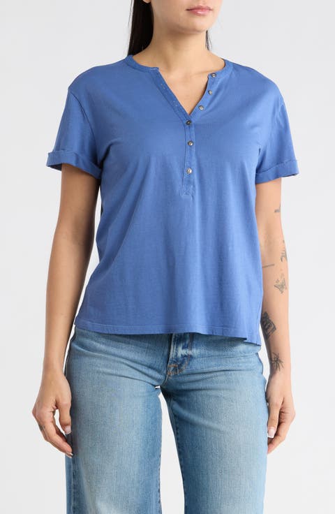 Washed Cotton Henley T-Shirt