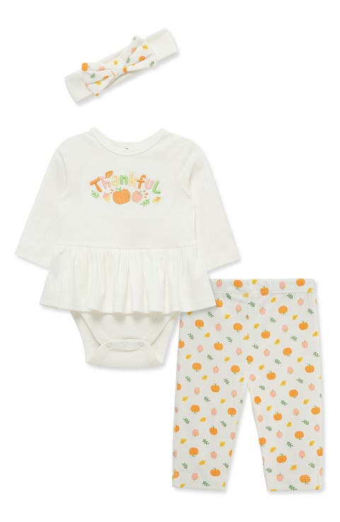 Kids' Thankful Bodysuit, Pants & Headband Set