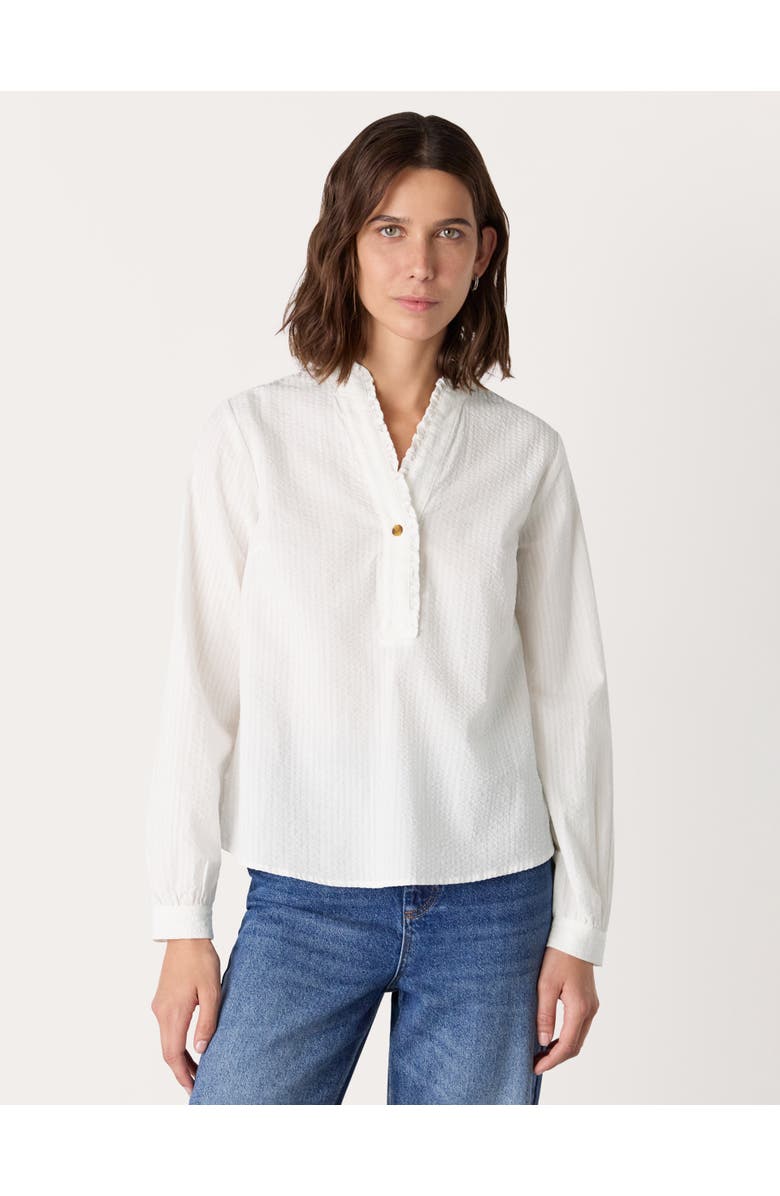 Whistles Textured Frill Shirt, Main, color, White