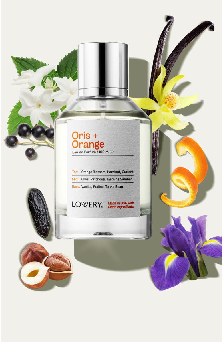 Lovery Oris and Orange Blossom Eau de Parfum, Made in USA 3.4 oz, Main, color, Silver, White, Cream, Black