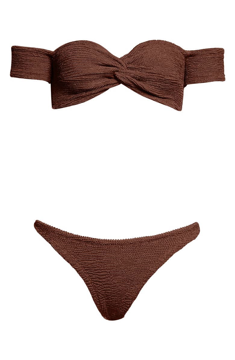 Hunza G Brigette Off the Shoulder Seersucker Two-Piece Swimsuit, Alternate, color, 