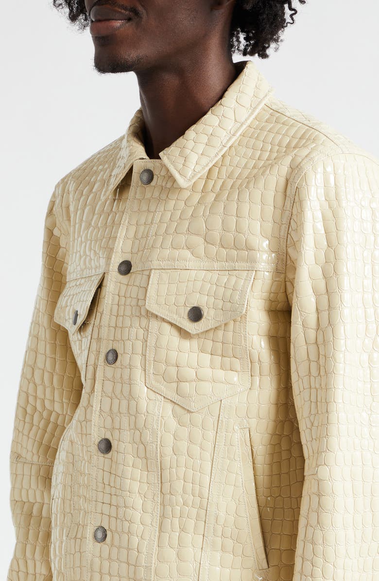 TOM FORD Croc Embossed Patent Leather Jacket, Alternate, color,