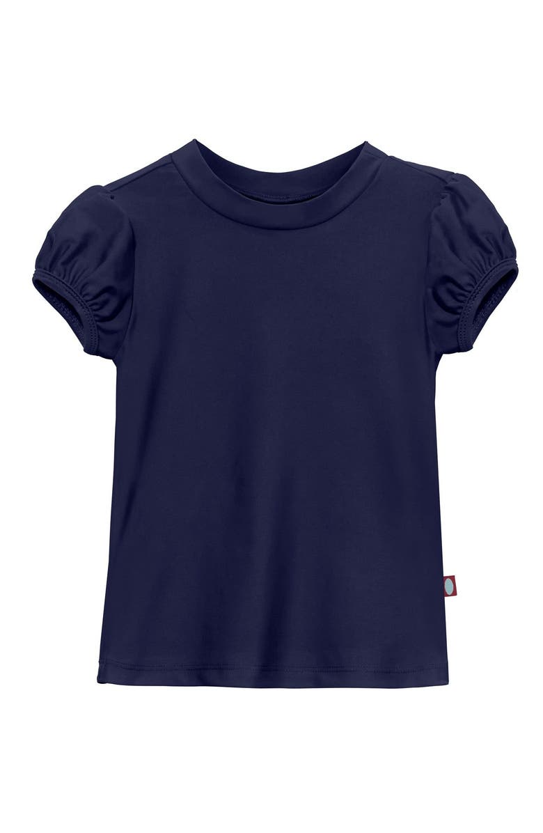 City Threads USA-Made Girls UPF 50+ Puff Sleeve Rashguard, Main, color, Navy