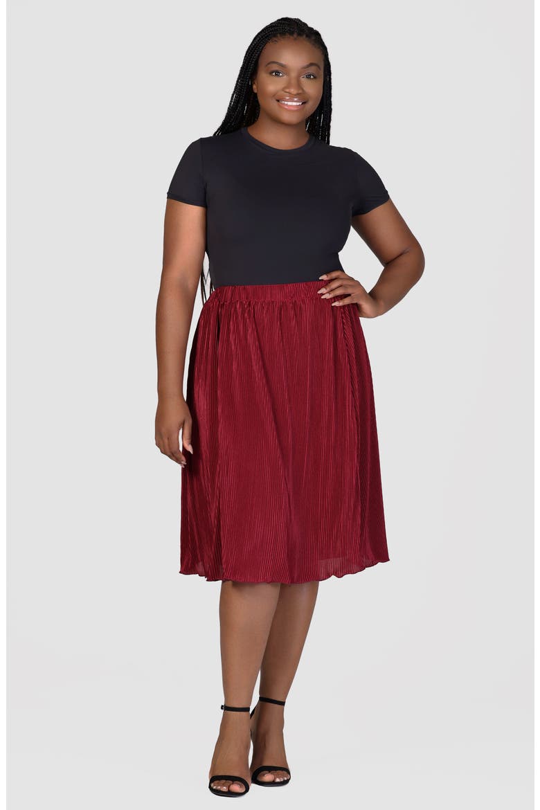 Shimmery Pleated Skirt, Alternate, color, WINE
