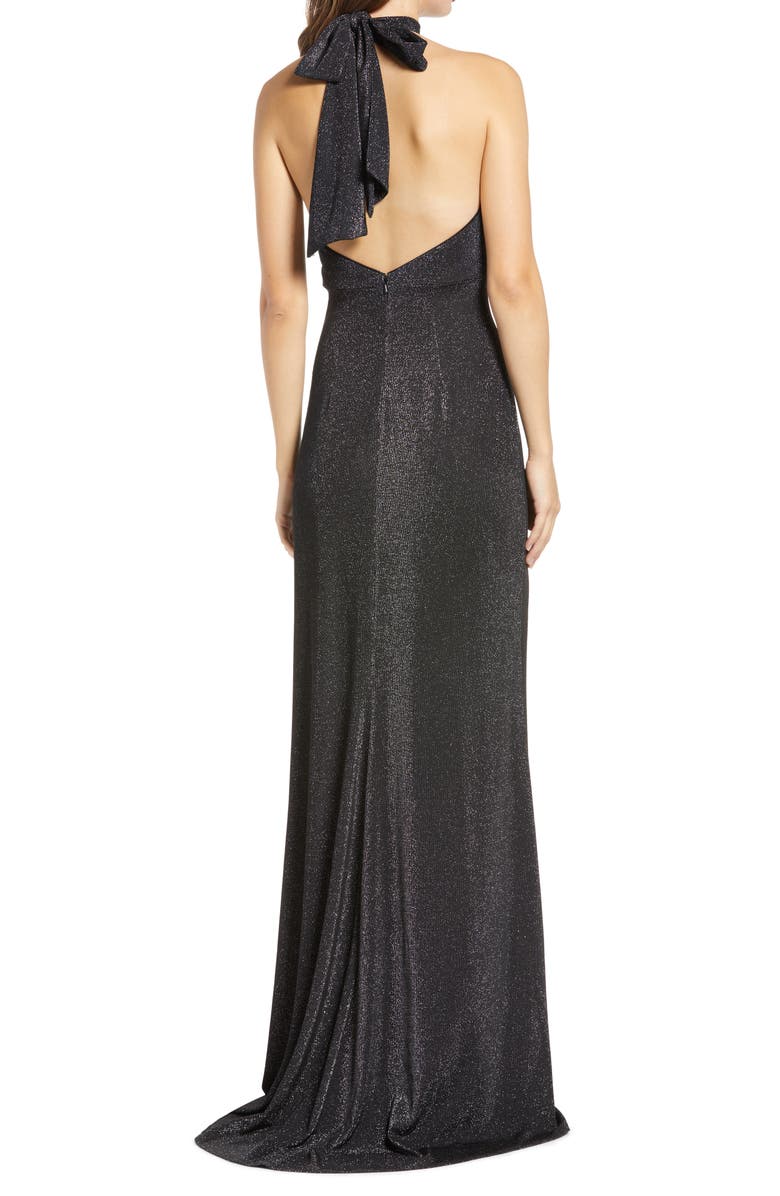 SHO by Tadashi Shoji SHO by Tadahi Shoji Glitter Knit Halter Neck Body-Con Gown, Alternate, color, 