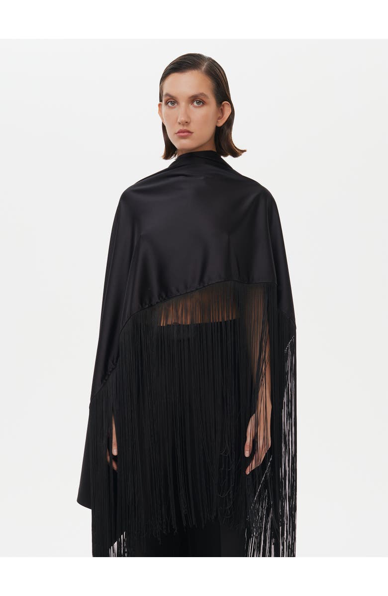Alas Fringed Party Cape, Alternate, color, Black