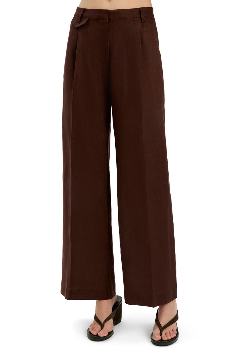 Geordy Wide Leg Linen Pants, Main, color, CHOCOLATE