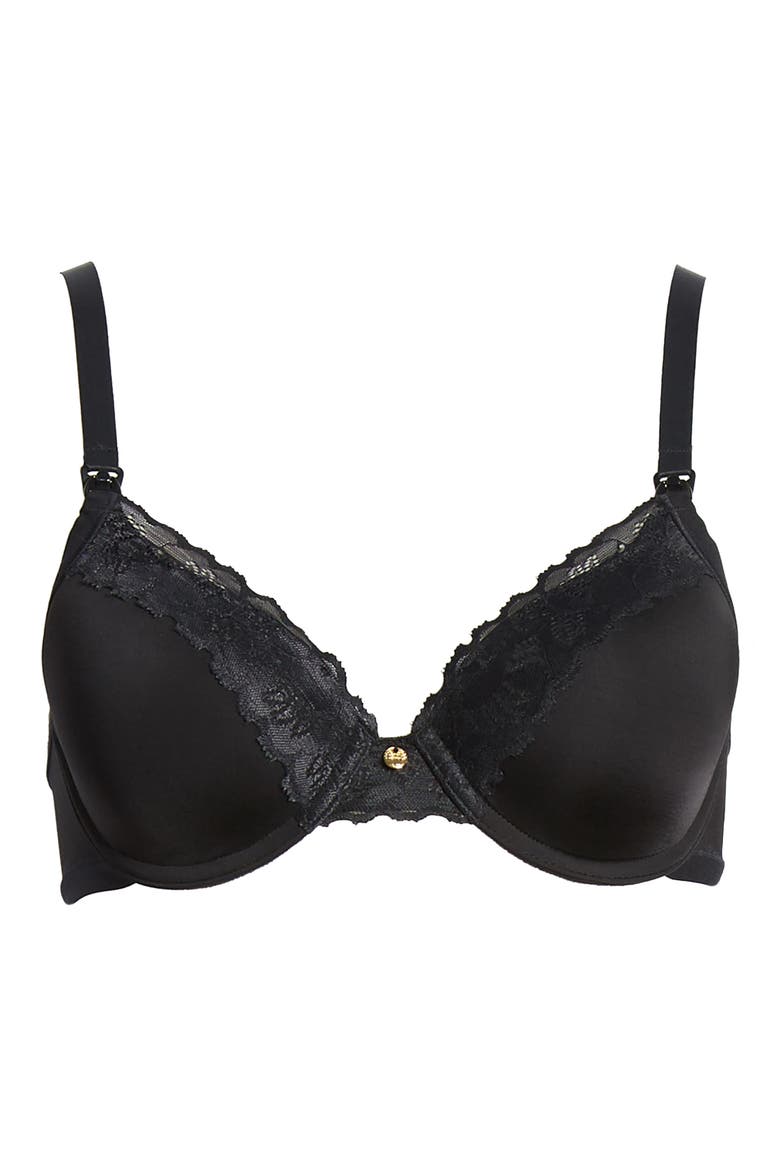 Hidden Glamour Underwire Nursing Bra, Alternate, color, BLACK