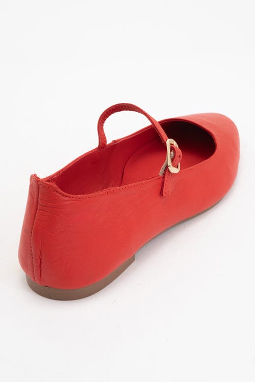 Forever & Always Shoes Lara Leather Mary Jane Flats In Red Leather