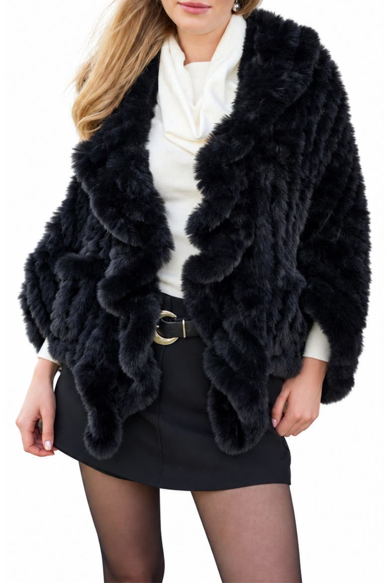Luxe Faux Fur Cape, Main, color, BLACK