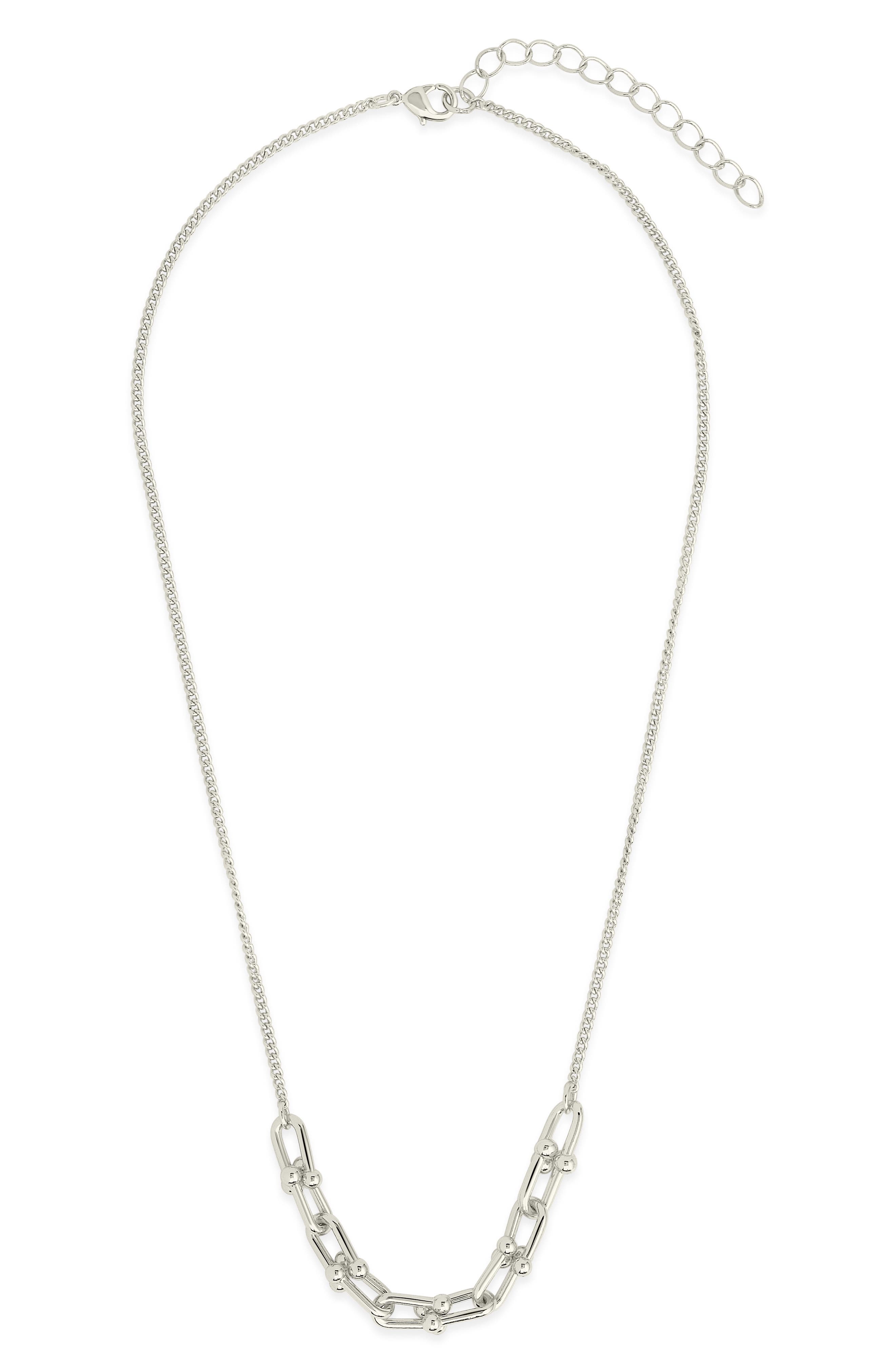 Sterling Forever Station Stirrup Link Chain Necklace