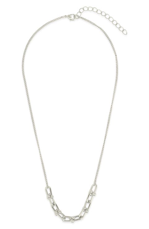 Station Stirrup Link Chain Necklace