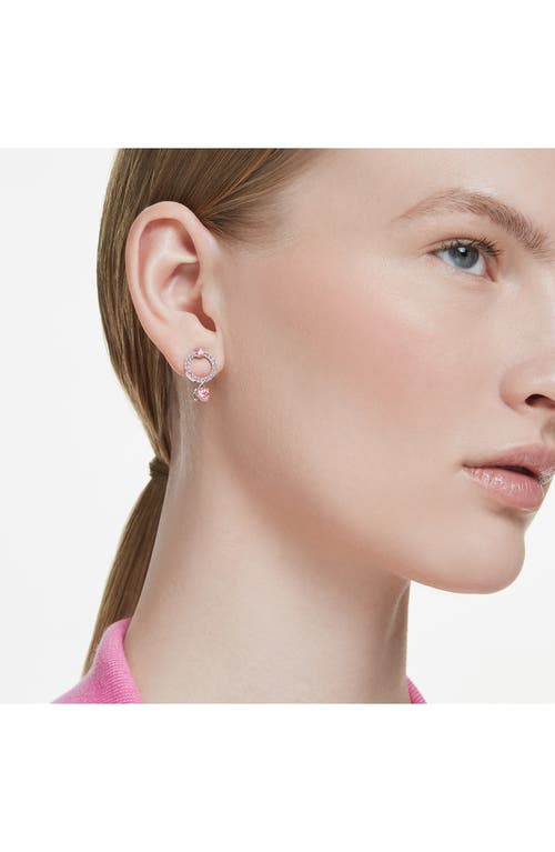 Swarovski Attract Round Cut Drop Earrings In Pink