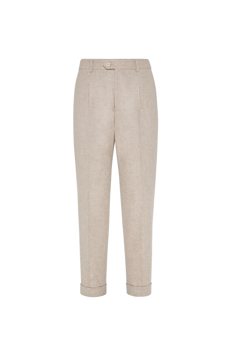 Brunello Cucinelli Leisure fit trousers with pleats, Main, color, Beige