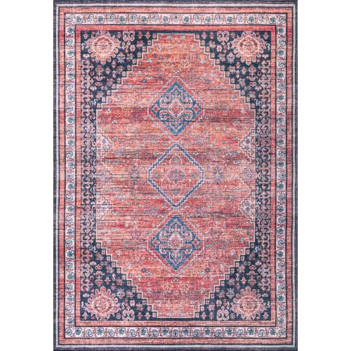 Jonathan Y Dalyan Geometric Medallions Machine-washable Area Rug In Red